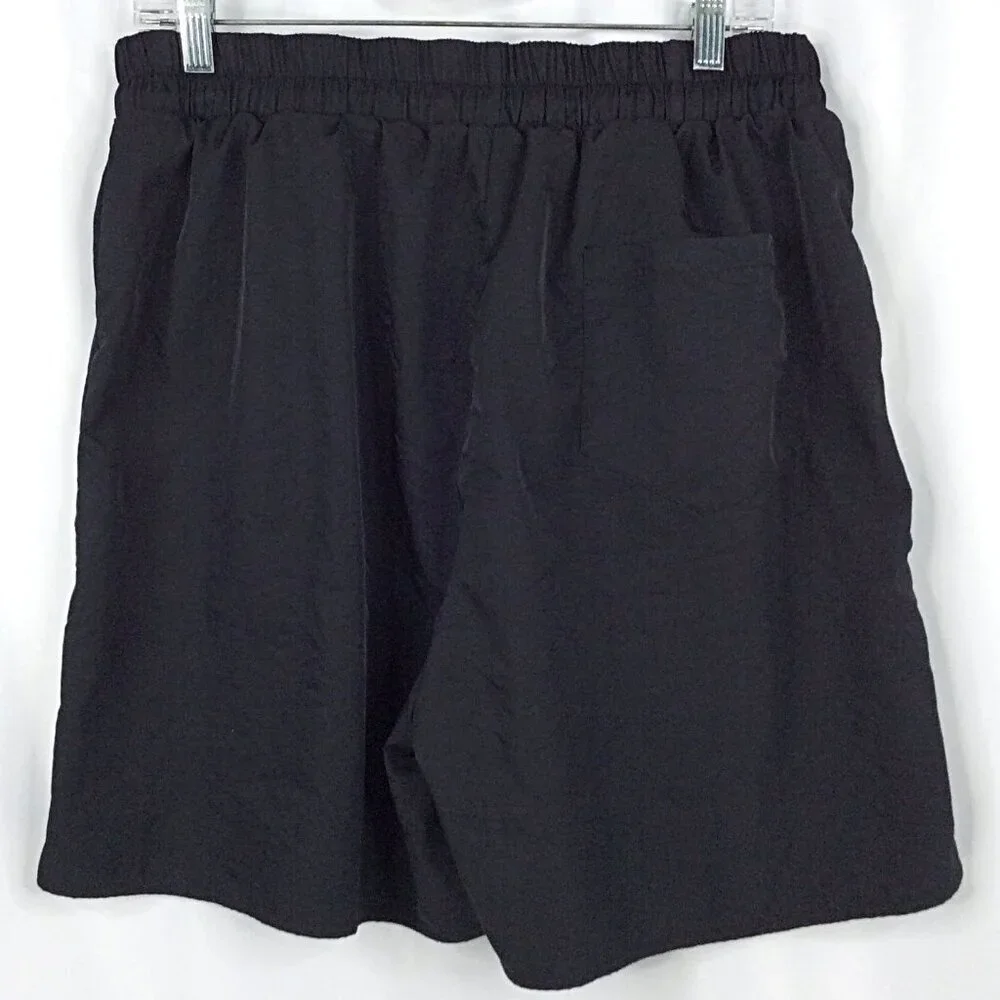 Romwe Men's Athletic Shorts Size XXL Black Drawstring Elastic Waist Pockets Gym